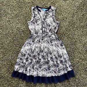 Simply Vera Vera Wang Purple & White Watercolor Floral Sleeveless Dress, Size XS